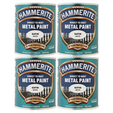 4X Hammerite Satin White Paint 750ml Tin Paint